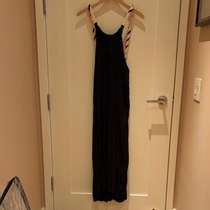 NWT Chic Black Maxi Dress with Vibrant Straps